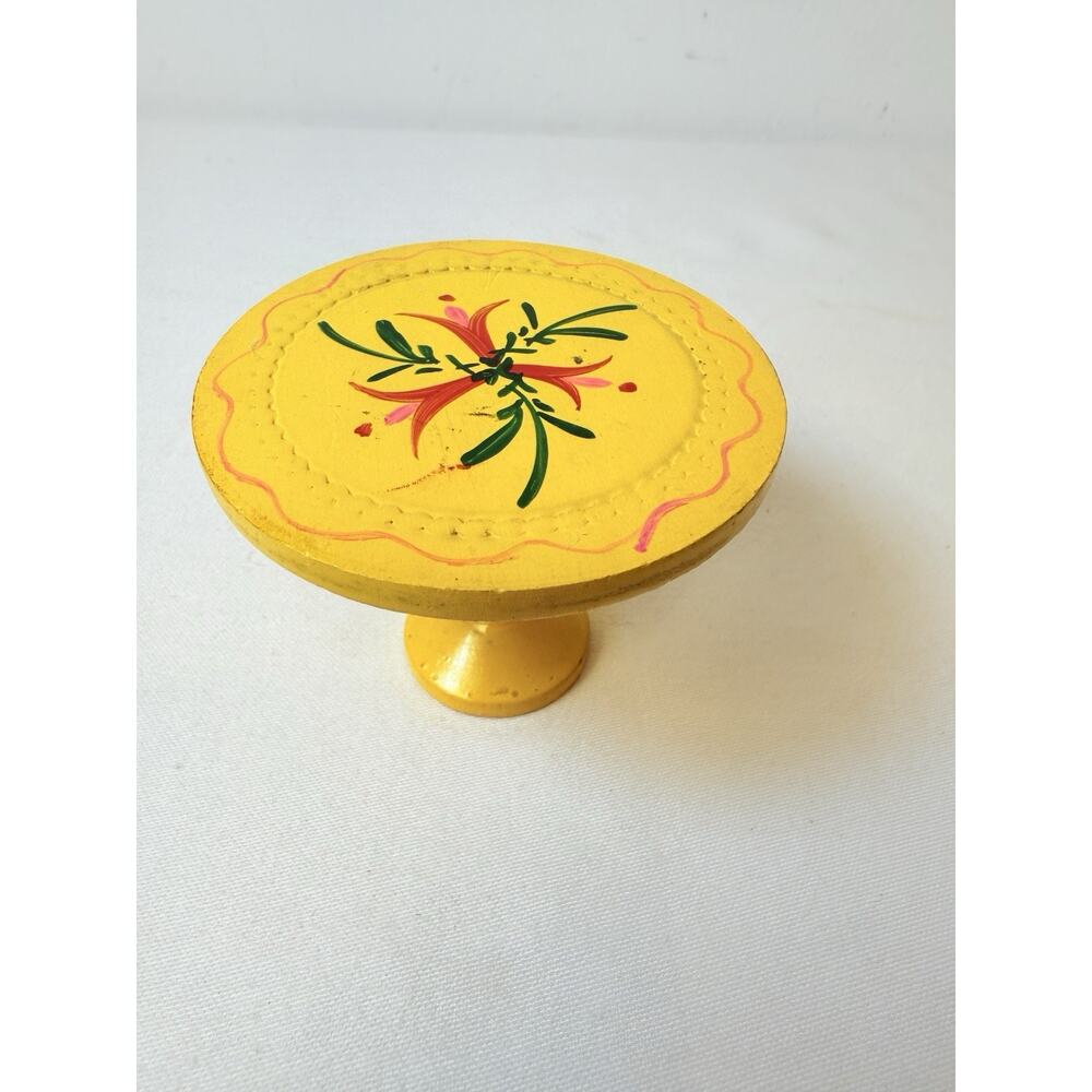 Vtg Yellow Painted Doll House Table